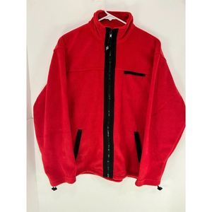 Alpine Tek Men's Active Wear Red Fleece Jacket Full Zip Small